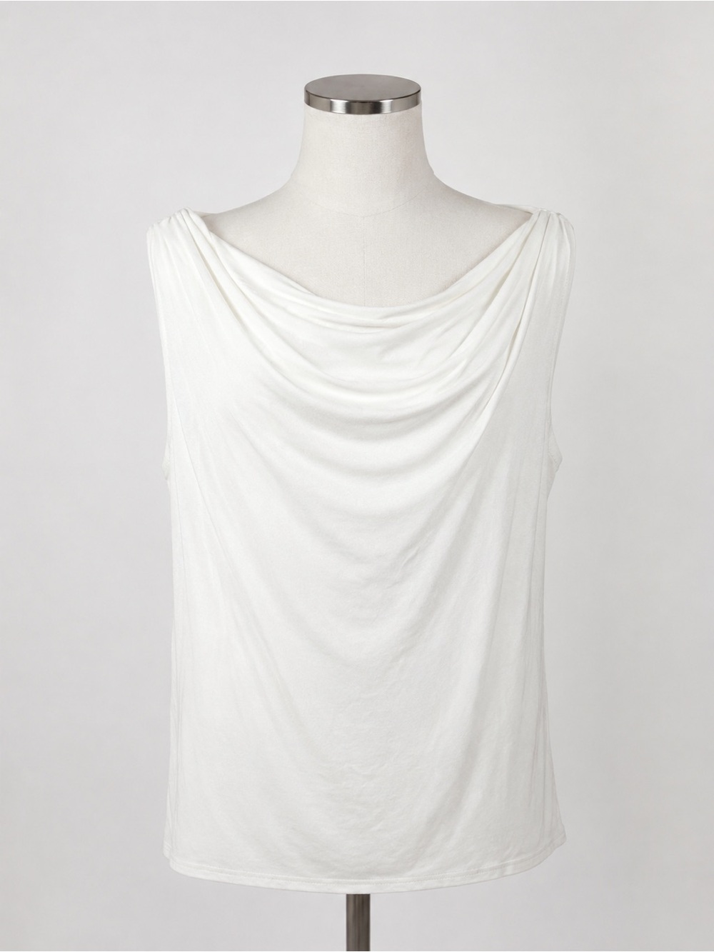Made in Heaven White Sleeveless Drape Cowl Neck Top Women’s XL USA Blouse